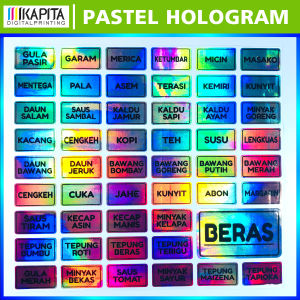 Stiker Bumbu Hologram Murah isi 50pcs) Sticker Bumbu Cutting Berkilau Glosy anti Air Setiker Dapur