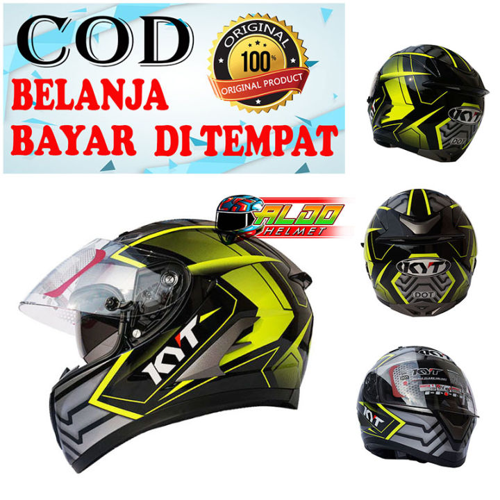 KYT FALCON DOUBLE VISOR MOTIF ARMOUR BLACK YELLOW FLUO HELM KYT