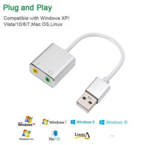 USB  7.1 Sound Card 3.5mm Audio Stereo  Independent 3D External Sound Card 7.1เสียงช่องสำหรับ  แล็ปท็อปพีซีเดสก์ท็อป