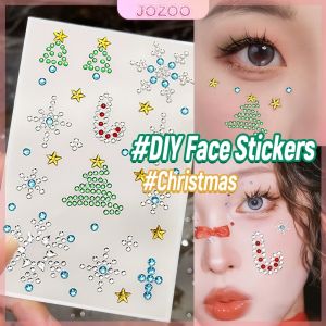 Jozoo Christmas Facial Sticker New Year Cute Face Painting Makeup Stickers Christmas Tree Snowflake 1Pc