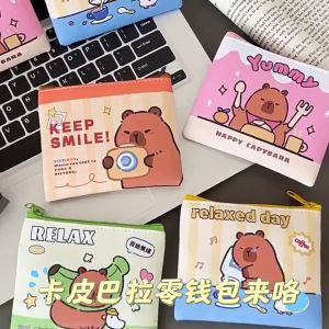 Dompet💰卡皮巴拉零钱包 Capybara Coin Purse Wallet 可爱学生便携零钱袋 Student Portable Bag 迷你钥匙包收纳包 Key Bag Storage
