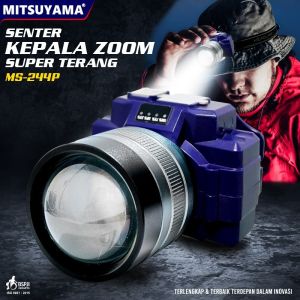 Senter Kepala Teleskopic Mitsuyama Super Terang MS-244P Body Alumunium Senter Kepala Zoom