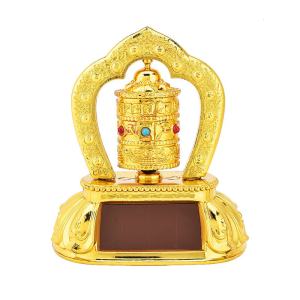 Solar Operated Rotating Prayer Wheel Vehicle Interior Buddhist Blessing Ornament Premium ABS Construction Home Accessory