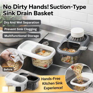 Hands-Free Detachable Drain Basket Suction Cup Mounted Sink Organizer Separable Dish Drying Rack for Kitchen Utensil Storage