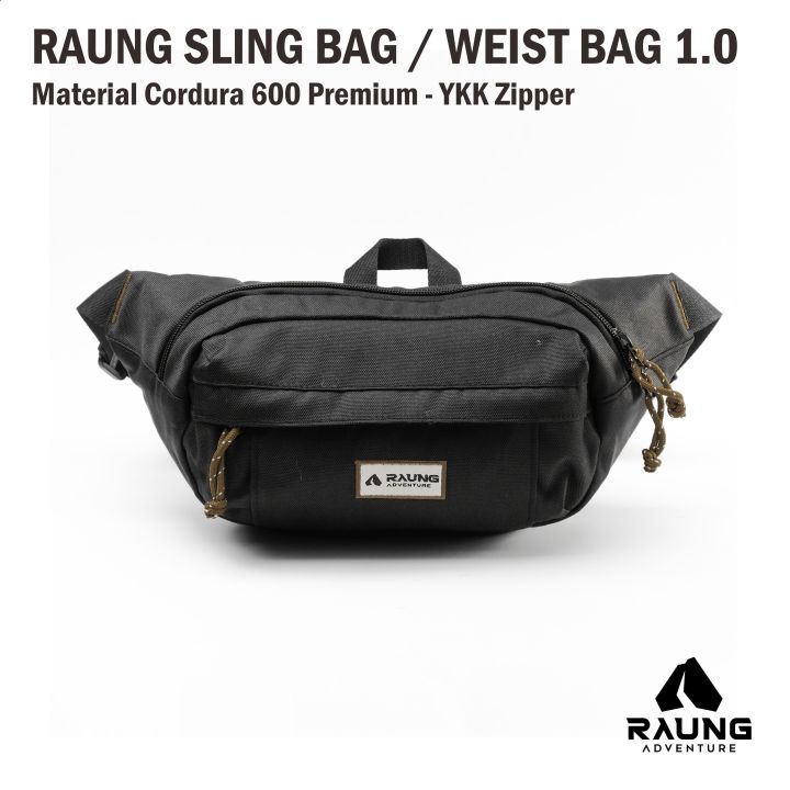 RAUNG Sling Bag Tas Pinggang Pria Waist Bag Bahan