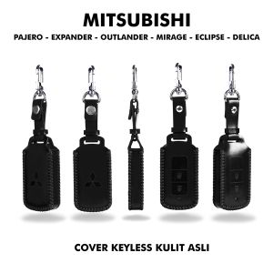 Cover Keyless Leather Untuk Type Mobil Pajero/Expander/Mirage/Outlander/Delica/Eclipse Free Ukir Logo Dan Nama