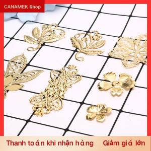 CS 50pcs cổ điển kim loại lá Filigree hoa Slice Charms DIY Craft đồ trang sức làm