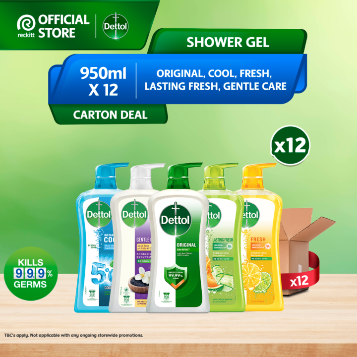 [carton Deal] Dettol Shower Gel Antibacterial Body Wash 950ml X 12