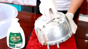 มูสกำจัดคราบสกปรก 2 ขวด (Mrs. Wow) Kicthen Mousse Cleaner แถมถุงมือ