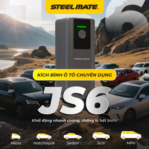 Kích Bình Ô Tô STEELMATE JS6 – Hỗ Trợ Động Cơ Xăng 2.0L Dầu 1.5L Tích Hợp Sạc Dự Phòng Đèn LED Cảnh Báo Bảo Hành 2 Năm