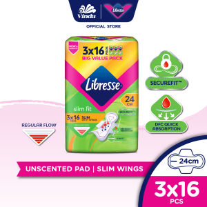 New Member ExclusiveLibresse Slim Wings Pads 24cm (3x16s) - Secure Fit & Leakage Protection