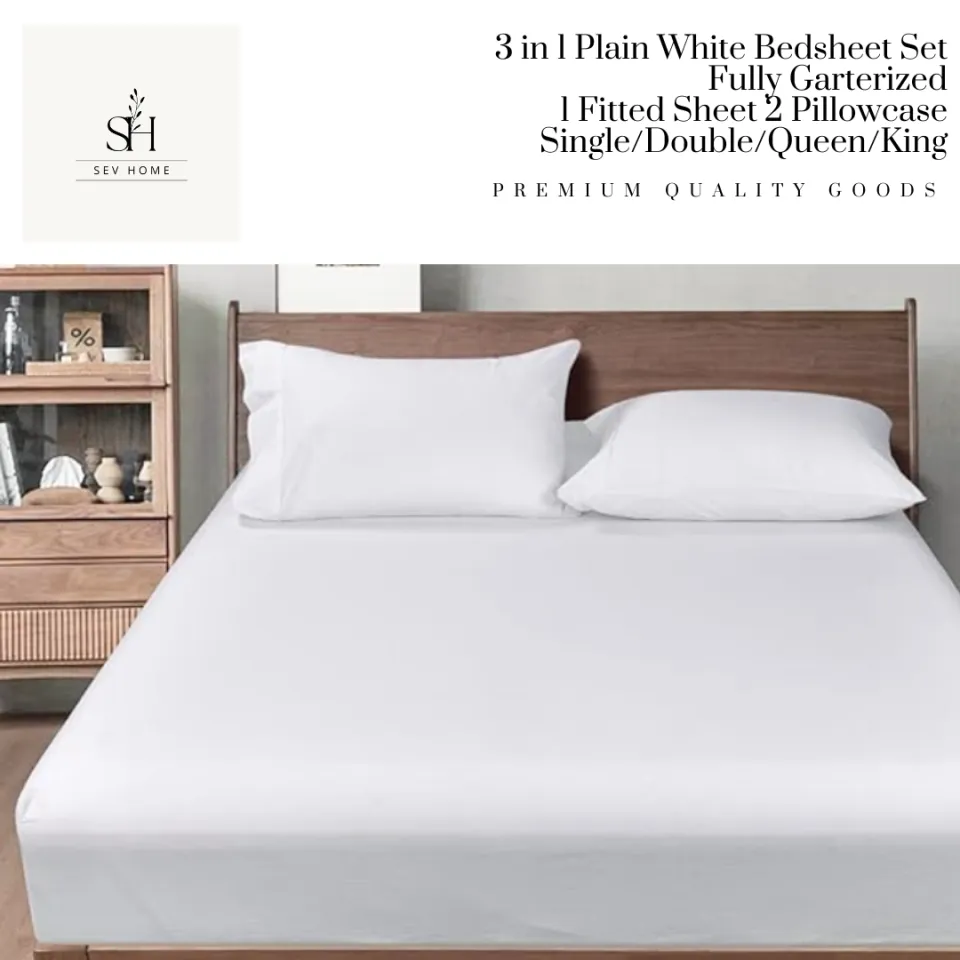 SevHome in Hotel Quality Cotton Plain White Bedding Set