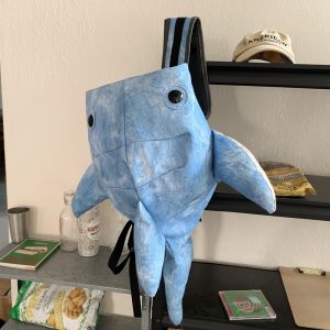 Pet Shark Schoolbag Korean Style Backpack Large capacity Travel Bag Blue/Grey/Pink/Black