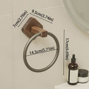 RGFV Round Design Portable Towel Racks Aluminium Material Walnut Wood Towel Holder Rings Towel Accessories Beech Wood Bathroom Towel Holder Bathroom Use