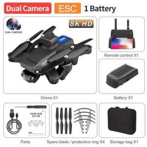 Smart Drone P9 Pro 8k HD 4 Camera Shoot Original Indoor Outdoor Drone Mini RC 8K HD Camera / P9 Pro Drone 8K HD Brushless Motor Professional Dual Camera Obstacle Avoid Aerial Photography Folding Quadcopter Rc Helicopter Toy