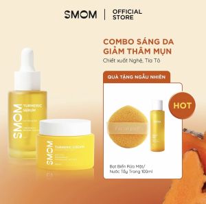 (Quà Ngẫu Nhiên)Combo Kem nghệ Và Serum nghệ tía tô Smom Dưỡng Trắng Hết Mụn Mờ Thâm Sạm Nám An toàn cho mọi loại da