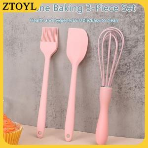 ZTOYL  3 cái bộ Silicone Baking Set bánh kem thìa scraper bếp hộ gia đình trứng Whisk thịt nướng dầu bàn chải tiện ích nhà bếp Nguồn cung cấp