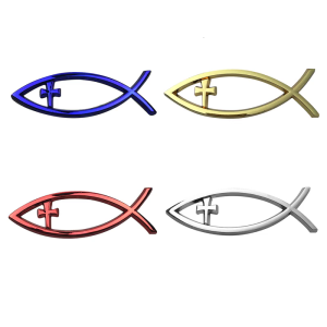 Self Adhesive Savior Fish Stickers Weatherproof Designs Christian Symbol Car Stickers Faith Symbol Decal for Car & Laptop