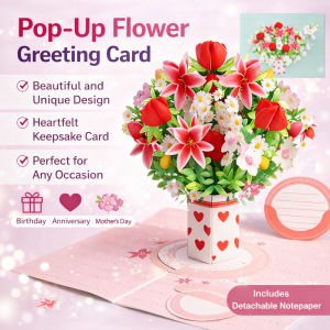 Handmade 3D Bouquet Valentines Day Greeting Card Christmas Card Valentine Pop Up Card Unique Keepsake For Her Him Love Couples Gift