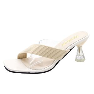 Free Shipping Transparent High-Heeled Sandals For Women New Summer Style Thin Heel Square Toe Open-Toe Roman Sandals Trendy For Women