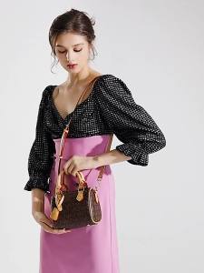 MK F BostonPillow bag 2024 New Classic Retro Bowling Bag Printed Shoulder Crossbody Handbag