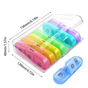 Pill Box 21 Grid 7 Days 3 Times Daily Medicine Vitamin Organizer Case Black MY Ready Stock