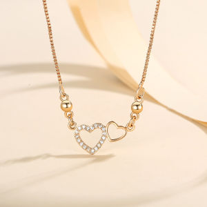 Y008 Kalung Love Rantai Hati Lapis Emas kalung wanita Liontin Hati Valentine aksesoris wanita