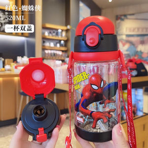 Baby Kids Cartoon Water Bottle Straw Bottle / Dual Lids Drinking bottle Cup BPA FREE DISNEY MANVEL