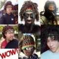 POXIA Birthday Gifts Fancy Brown Hair Accessories Balaclava Handmade Crochet Synthetic Hair Halloween Party Jamaican Knitted Beanies Wig Africa Roots Wig Braid Hat Men Wig Reggae Dreadlocks Wig. 