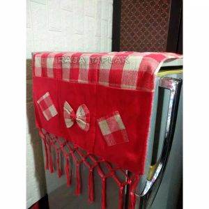 Bisa COD - PROMO MURAH - Sarung/Taplak/Cover KULKAS kotak motif pita