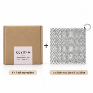 [SG]Premium Stainless Steel Mesh Cleaner with Hanging Ring Skillets Washing Net Scrubber Kitchen Dish Bowl Washing Tool