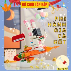 Bộ đồ chơi lắp ghép Phi hành gia Cầm bóng bay cưỡi Cà rốt Balloon Astronaut Carrot tặng kèm đèn led phát sáng
