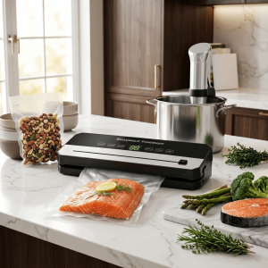 HULEQQI Dry Wet Food Sealing Automatic Vacuum Sealer Portable Compact Food Sealing Machine Simple One Click Operation Vacuum Machine Kitchen