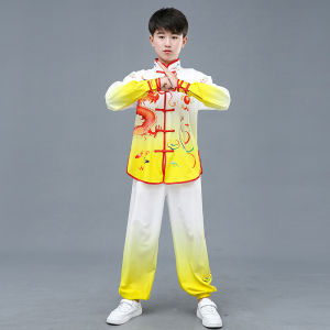 Chinese Style Boys and Girls Martial Arts Wear Long Short Sleeve Performance Costume Teenagers Taiji Kung Fu Gymnastics Training Clothing