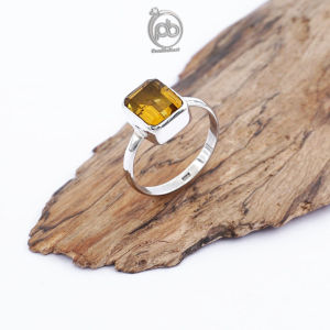 Cincin Sterling Silver Perak 925 Yellow Citrine Turbium Citraella
