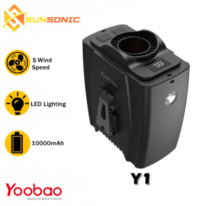 Yoobao Y1 Portable Outdoor Waist-Hanging Fan with 5 Wind Speeds 3 Lighting Modes and 10000mAh Capacity