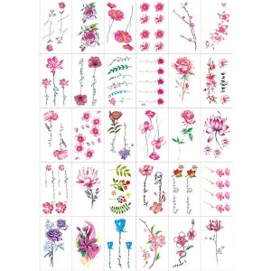 PENTU Femme 10/20/30/50Pcs/Set No Repeat 3D Butterfly Girls Kids Black Rose Men Tatouage Temporaire Body Art Stickers Flowers Temporary Tattoo Fake Tattoo Women Tattoo Decals