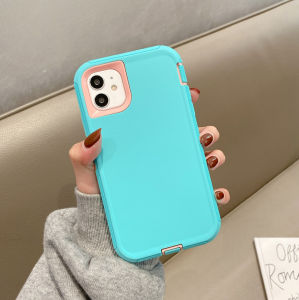 CrashStar 3 In 1 Hard Thick Anti-fall Armor Phone Case For iPhone 15 14 13 12 11 Pro Max XS XR X 8 7 Plus + SE 2020 Silicone Add PC Shockproof Phone Casing Fashion Phone Cover Shell Top Seller