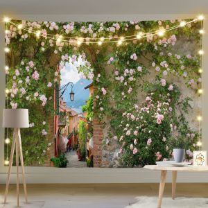 Rustic wall tapestry decorates the living room ins Floral backdrop fabric for live streaming room wall cloth romantic tapestry for guesthouse