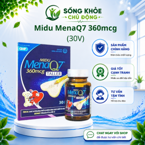 Midu MenaQ7 360mcg Taller - Hộp 30V hỗ trợ phát Triển chiều cao tăng cường hấp thụ canxi giúp xương khớp dẻo dai giảm nguy cơ loãng xương