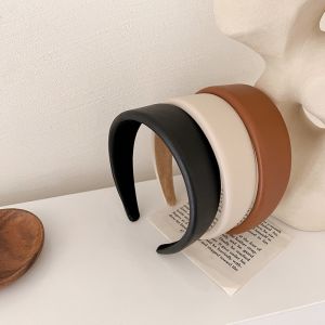 🎀ร้านไทย🇹🇭 ส่งของไวที่คาดศีรษะฟองน้ํา หนังPuสีพื้นสําหรับผู้หญิง สไตล์สาวหวานสําหรับผู้หญิง