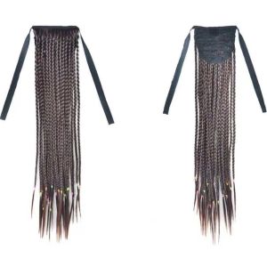 JON09 High Quality Natural Daily Women Hair Extensions Black Heat Resistant Fiber Girls Hair Accessories Hip-hop Braids Wig Twist Braid Ponytail Wig Synthetic Braiding Ponytail Dirty Braids Wig