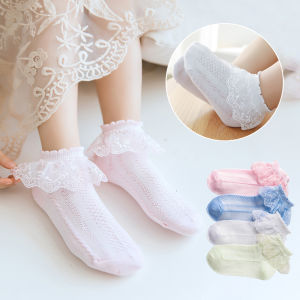 childrens socks Girls Socks Thin Section Mesh Princess Primary School Children Lace Dance Socks Ankle Socks White、Pink、Blue、Yellow Four colors are available