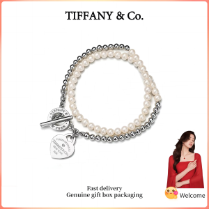 (New) Womens Fashion Bracelet s925 sterling silver Return to T series Wrap-around bead bracelet with pearls and diamonds small size Valentines Day holiday gifts