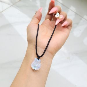 Q907 Vòng cổ hồ ly Moonstone đá Mặt Trăng tết dây dù Thái Kim và Thuỷ - Phong Thuỷ TUDO P