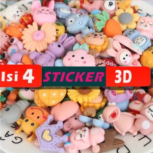 Sticker Botol Viral 3D Aksesoris Sticker Botol Aesthetic Stiker Timbul 3D Isi 4