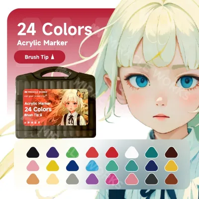 MW 24/36/48/60/80 Colors Brush Tip Acrylic Markers Paint Pens Touch Markers Highlighter Pen Painting