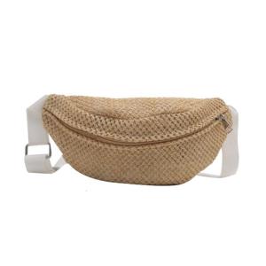 Bohemian Beach Woven Straw Belt Bag Adjustable Strap Chest Bag Crossbody Purse Waist Pouch for Travel and Daily Use