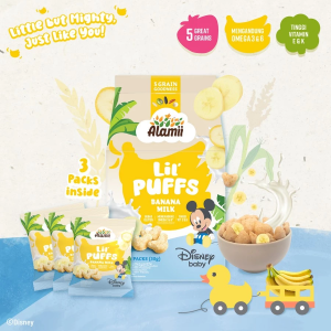 Alamii LilPuffs 30g Snack Sehat Bayi - Banana Milk / Strawberry Milk / Vegie Garden