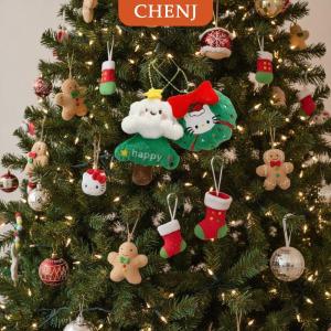 [COD] CHENJ พวงกุญแจตุ๊กตาซานตาคลอสรูปตัวการ์ตูนน่ารักสำหรับตกแต่งจี้